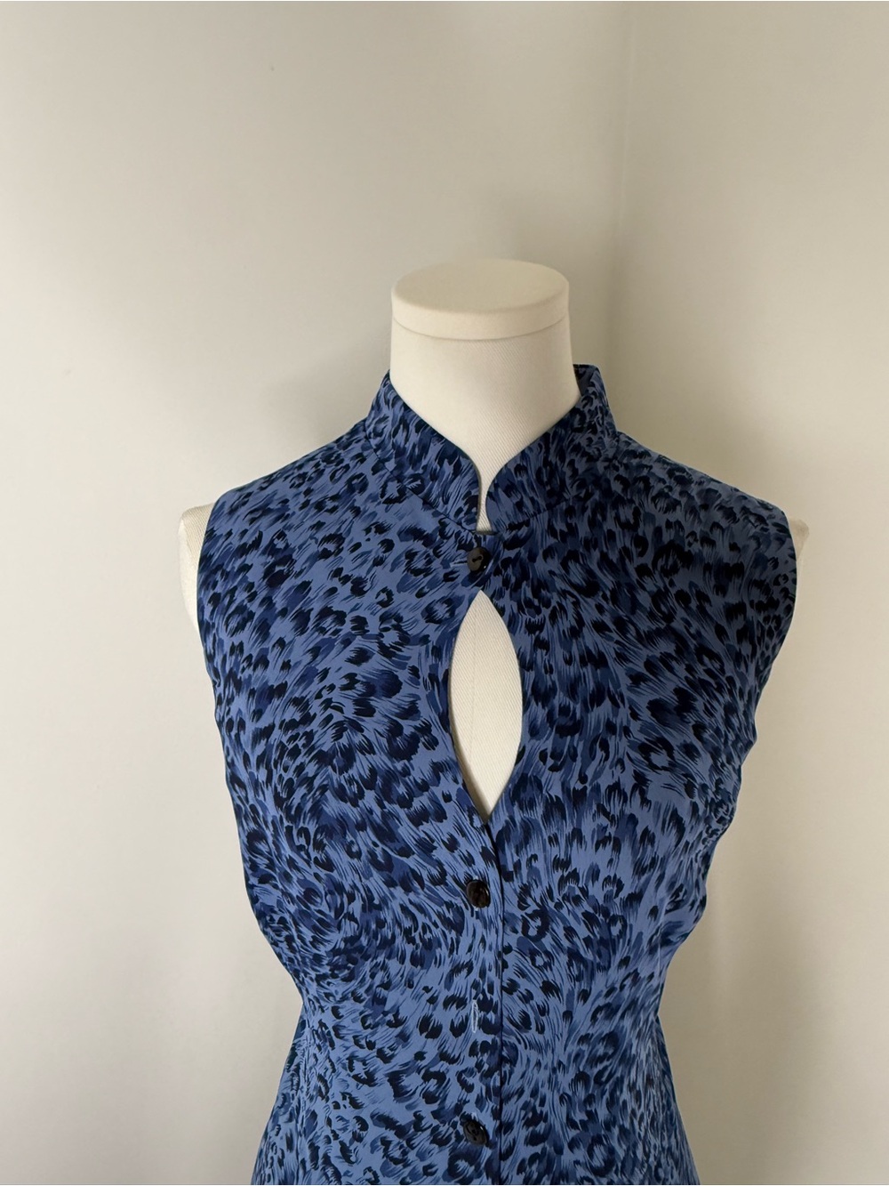 Coldwater Creek Blue Leopard Print Sleeveless Maxi Dress - Picture 4 of 16